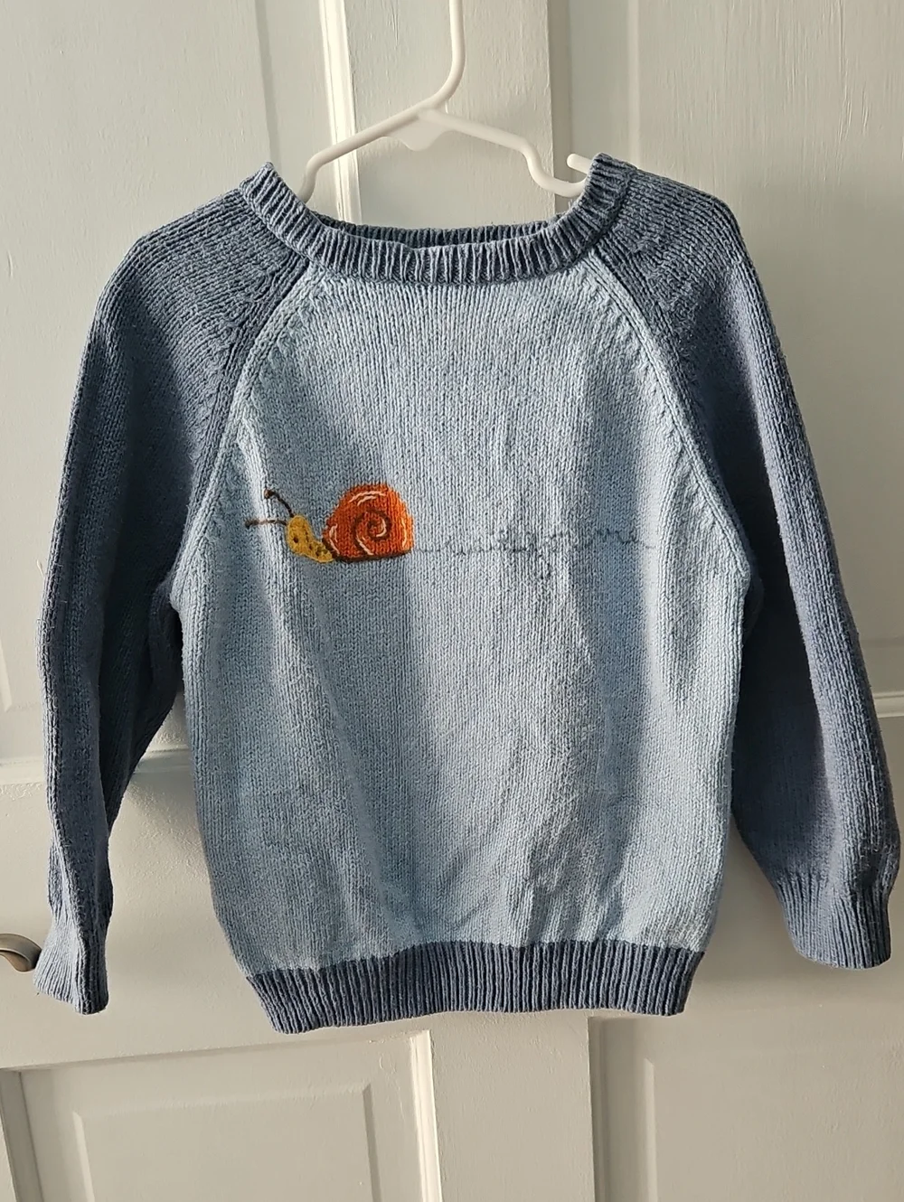 Gymboree Light Blue Crewneck Sweater with Snail Embroidery